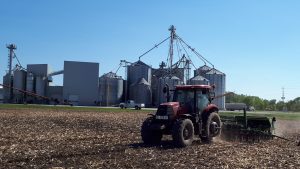 Planting conventional soybean test plot